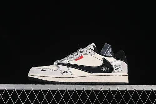 All categories Air Jordan Jordan series basketball shoes Air Jordan 1 Low high-end customized low-top sneakers Travis Scott x Fragment Design x Air Jordan 1 Low OG SP AJ1 Joe 1 Stussy joint beige weaving low-top cultural casual sneakers YX5066-301